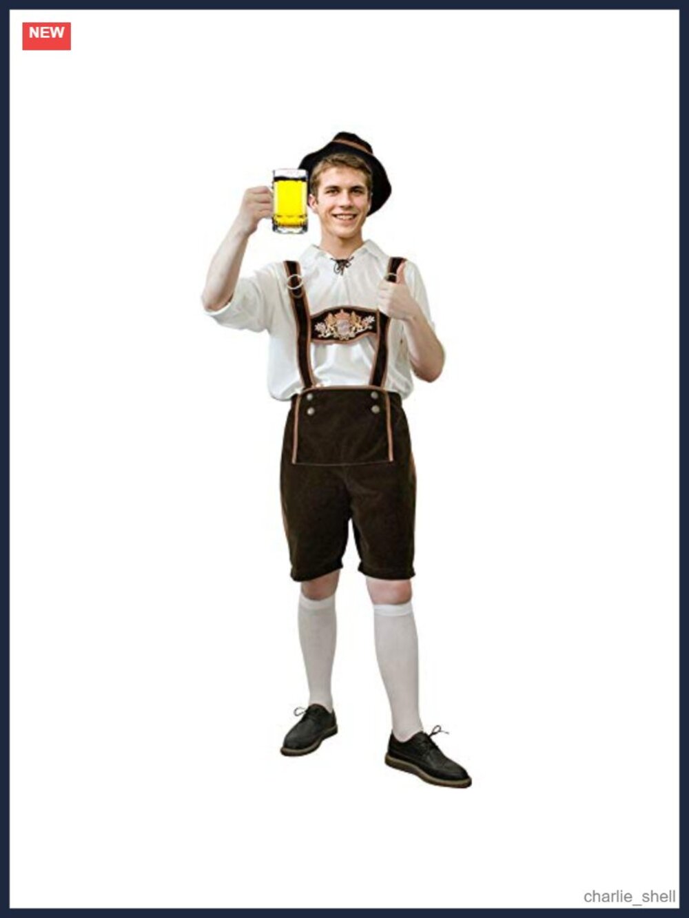 Men's Lederhosen Oktoberfest Costume with Adjustable Suspenders